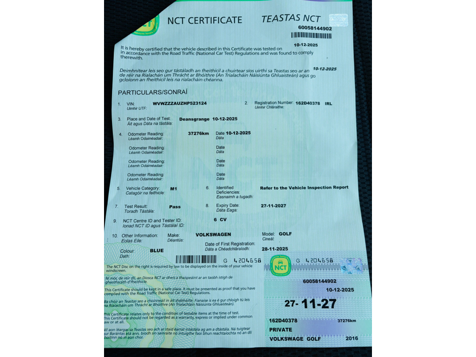 2016 Volkswagen Golf  €12,950