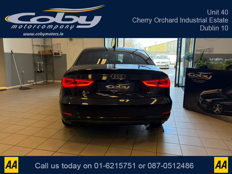 2014 Audi A3 Saloon 1.4 Auto 4dr Saloon. Stunning Car with, 2 Keys, New NCT. Alloy Wheels, Digital Dash, Dual Climate, Cruise, MFSW, Reverse Camera, Sat Nav, Bluetooth, Paddle Shift & more. €12,950