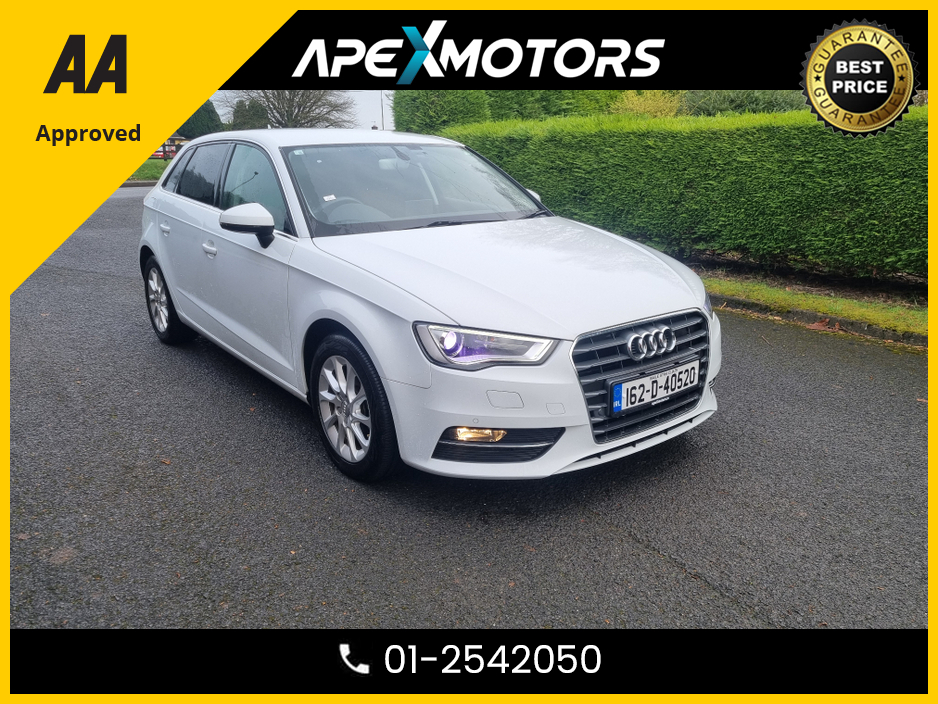 2016 Audi A3 FINANCE ARRANGED * NEW NCT JAN-28 * IMMACULATE * AA APPROVED * 101 SAFETY CHECKLIST * AUTOMATIC * COLOUR REVERSE CAMERA * TOP-SPEC 5DR HATCH * LOW LOW KMs * ADAPTIVE CRUISE * CRUISE CONTROL and SPEED €16,449