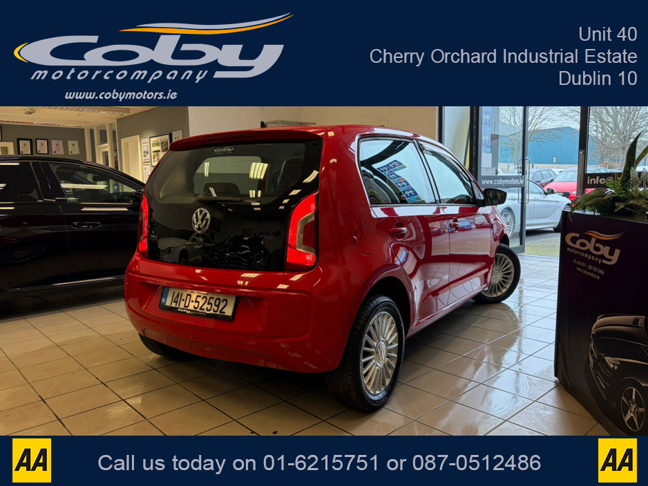 2014 Volkswagen up! 1.0 AUTO 5DR. New NCT done before collection, Half Leather, Heated Seats, Parking Sensors, AUX, Central Locking, Radio, CD Player, Air Conditioning,  Luggage Cover, Electric Front Windows and more. €7,950
