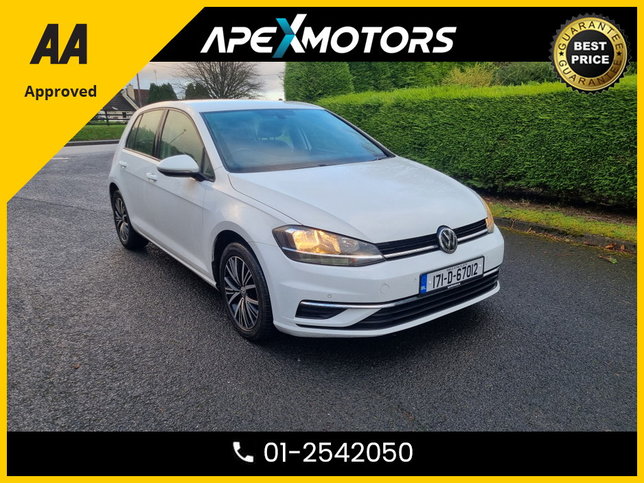 2017 Volkswagen Golf FINANCE ARRANGED * 1.0 SE NAV 110PS 5DR * NEW NCT JAN-28 * LOW LOW MILES  * IMMACULATE * 6-STAMPS SERVICE HISTORY * AA APPROVED * 101 SAFETY CHECKLIST * MANUAL * COLOUR REVERSE CAMERA * TOP-SPEC €17,949