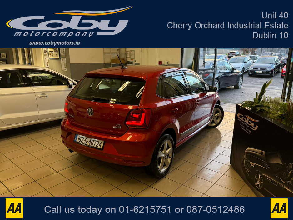 2016 Volkswagen Polo HIGHLINE 1.0 TSI AUTO 5DR. New NCT done before collection. Alloy Wheels, Half Leather, Reverse Cam, Dual Climate, Parking Sensors, Cruise Control, Mirror Link, MFSW, Bluetooth, Full Electrics and more €11,950
