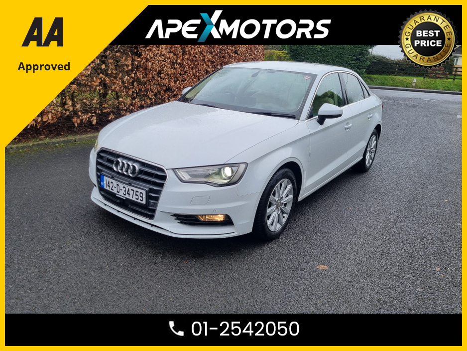 2014 Audi A3 Saloon FINANCE ARRANGED * TOP SPEC * CREAM LEATHER INTERIOR * NEW NCT JAN-27 * IMMACULATE * STAMPED SERVICE HISTORY * AA APPROVED * 101 SAFETY CHECKLIST * AUTOMATIC (DSG) *HEATED SEATS *COLOUR REVERSE CAMERA €13,249
