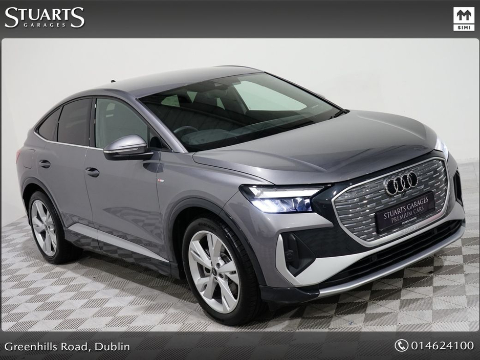 2025 Audi Q4 e-tron S/LINE SPORTBACK 45 – BIGGER BATTERY* Q4 E-TRON SLINE SUV: TYPHOON GREY METALLIC WITH FULL BLACK LEATHER, 20” ALLOYS, HEATED SEATS, REVERSING CAMERA €49,945