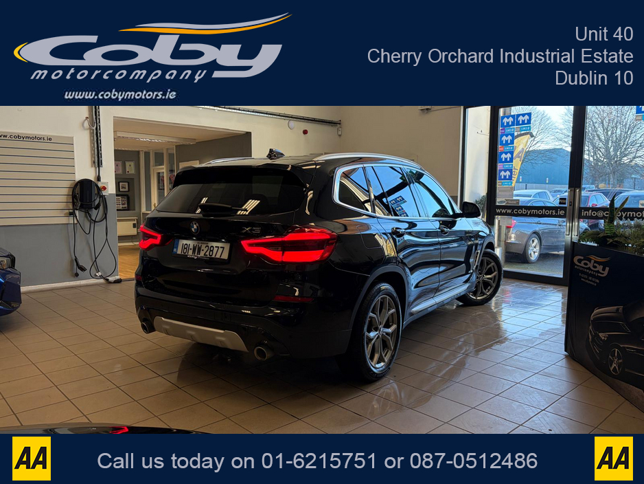 2018 BMW X3 2.0 XLINE 5DR AUTO, NCT 2028 Full Leather, Reverse Cam, Sat Nav, Heated Seats, Parking Sensors, Cruise Control, MFSW, Dual Climate Control, Bluetooth, Alloy Wheels, Full Electrics, and more. €30,950