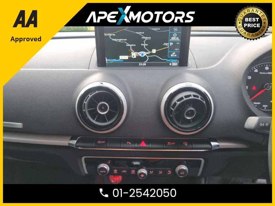 2016 Audi A3 FINANCE ARRANGED * NEW NCT JAN-28 * IMMACULATE * AA APPROVED * 101 SAFETY CHECKLIST * AUTOMATIC * COLOUR REVERSE CAMERA * TOP-SPEC 5DR HATCH * LOW LOW KMs * ADAPTIVE CRUISE * CRUISE CONTROL and SPEED €16,449