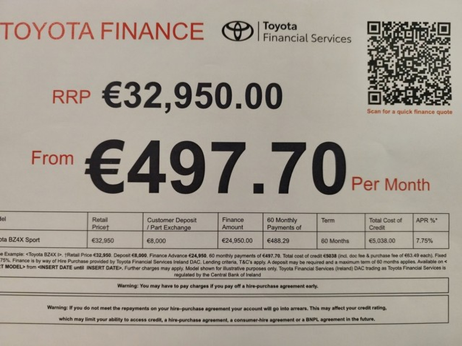 2023 Toyota bZ4X SPORT 4DR AUTO €32,950