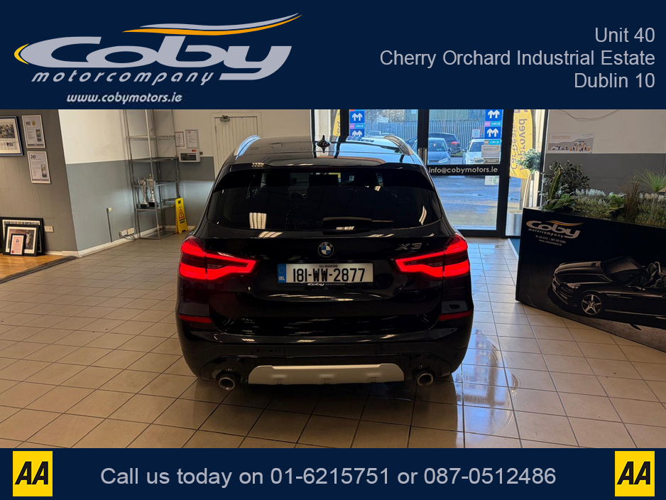 2018 BMW X3 2.0 XLINE 5DR AUTO, NCT 2028 Full Leather, Reverse Cam, Sat Nav, Heated Seats, Parking Sensors, Cruise Control, MFSW, Dual Climate Control, Bluetooth, Alloy Wheels, Full Electrics, and more. €30,950