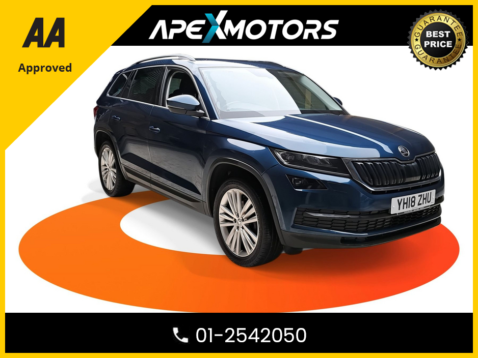 2018 Skoda Kodiaq FINANCE ARRANGED * SE L TDI SCR * 4X4 * 7-SEATER MPV * NEW NCT FEB-28 * IMMACULATE * STAMPED SERVICE HISTORY * AA APPROVED * 101 SAFETY CHECKLIST * HEATED SEATS * COLOUR REVERSE CAMERA * TOP-SPEC €25,949