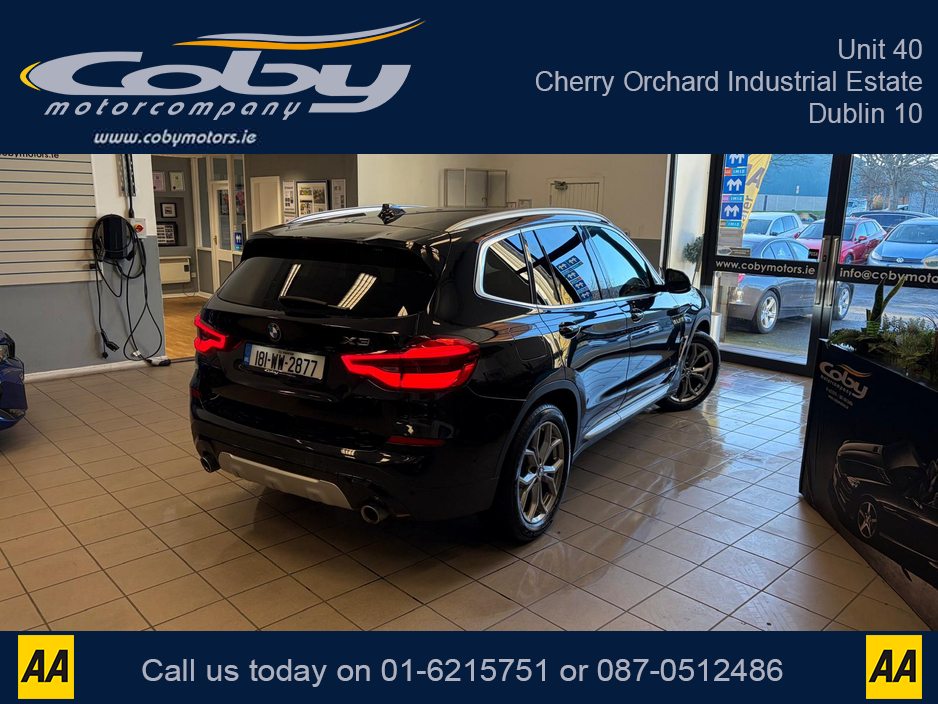 2018 BMW X3 2.0 XLINE 5DR AUTO, NCT 2028 Full Leather, Reverse Cam, Sat Nav, Heated Seats, Parking Sensors, Cruise Control, MFSW, Dual Climate Control, Bluetooth, Alloy Wheels, Full Electrics, and more. €30,950
