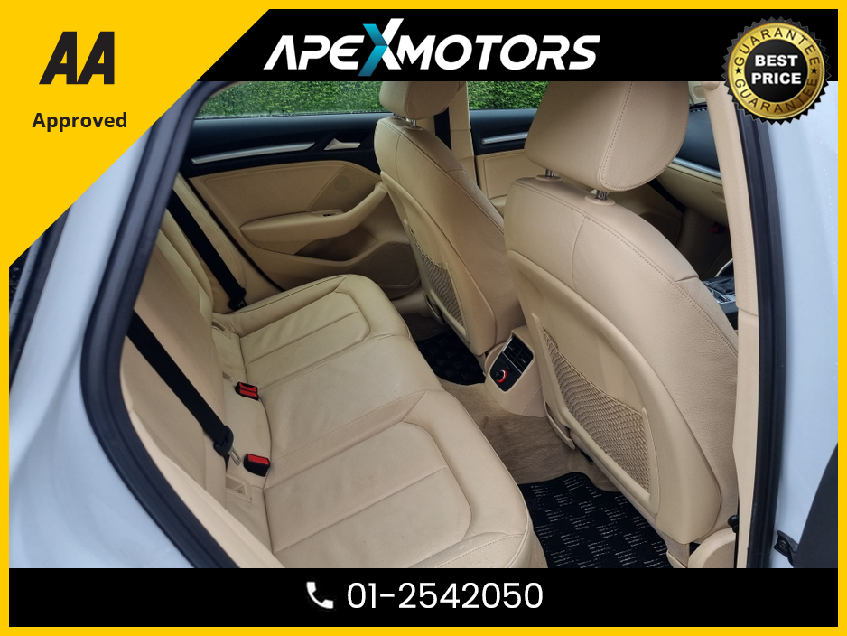 2014 Audi A3 Saloon FINANCE ARRANGED * TOP SPEC * CREAM LEATHER INTERIOR * NEW NCT JAN-27 * IMMACULATE * STAMPED SERVICE HISTORY * AA APPROVED * 101 SAFETY CHECKLIST * AUTOMATIC (DSG) *HEATED SEATS *COLOUR REVERSE CAMERA €13,249