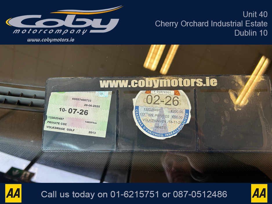 2013 Volkswagen Golf 1.4 5DR AUTO. NCT & Tax, Full Leather, Pan Roof, Cruise Control, Android Auto, MFSW, Reverse Cam, Alloy Wheels, Full Electrics, Parking Sensors, Paddle Shift, Dual Climate Control, Folding seats &more €11,950