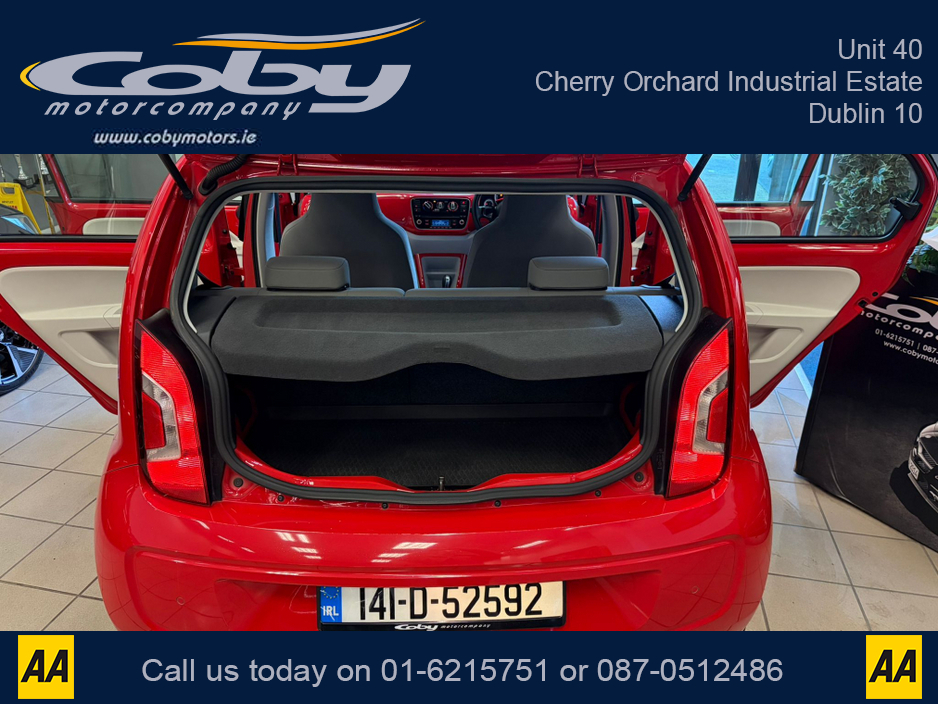 2014 Volkswagen up! 1.0 AUTO 5DR. New NCT done before collection, Half Leather, Heated Seats, Parking Sensors, AUX, Central Locking, Radio, CD Player, Air Conditioning,  Luggage Cover, Electric Front Windows and more. €7,950