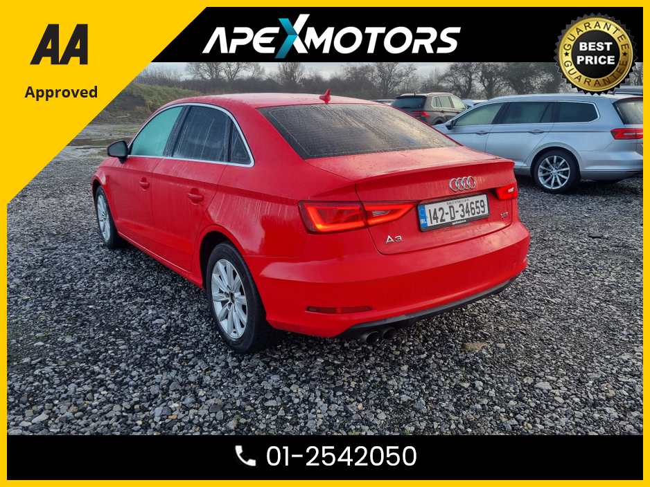 2014 Audi A3 Saloon FINANCE ARRANGED * AUTOMATIC (DSG) * 4-DR SALOON * NEW NCT DEC-26 * LOW LOW KMs * AA APPROVED * 101 SAFETY CHECKLIST * 12-MONTH ROADSIDE ASSIST * IMMACULATE * ADAPTIVE CRUISE * LOW TAX * SERVICE HISTO €12,949