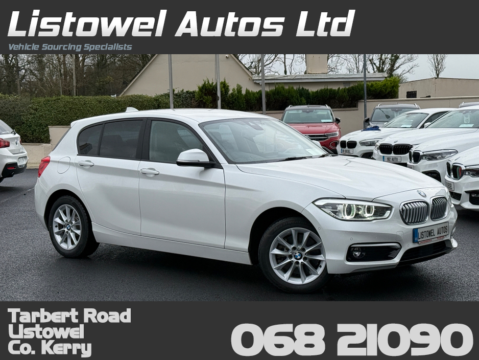 2018 BMW 1 Series STYLE 2.0 AUTO * 3 STAGE HEATED SEATS, SERVICE BOOK PRESENT WITH 4 SERVICE STAMPS, REAR VIEW CAMERA, PARKING SENSORS FRONT & REAR, ADAPTIVE CRUISE CONTROL, PART LEATHER TRIM, 2 KEYS, ISOFIX, * €18,950