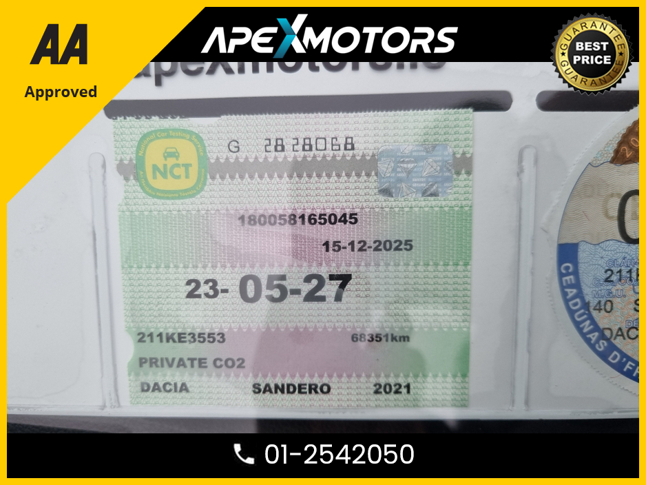 2021 Dacia Sandero FINANCE ARRANGED * STEPWAY COMFORT TCE 90 CVT MY2 * AUTOMATIC * ONE OWNER FROM NEW * NEW NCT MAY-27 * IMMACULATE * STAMPED SERVICE HISTORY * AA APPROVED * 101 SAFETY CHECKLIST * COLOUR REVERSE CAMERA €14,949
