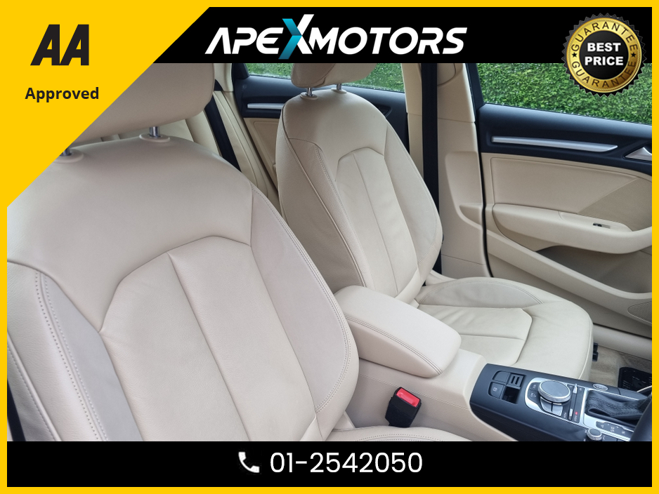 2014 Audi A3 Saloon FINANCE ARRANGED * TOP SPEC * CREAM LEATHER INTERIOR * NEW NCT JAN-27 * IMMACULATE * STAMPED SERVICE HISTORY * AA APPROVED * 101 SAFETY CHECKLIST * AUTOMATIC (DSG) *HEATED SEATS *COLOUR REVERSE CAMERA €13,249