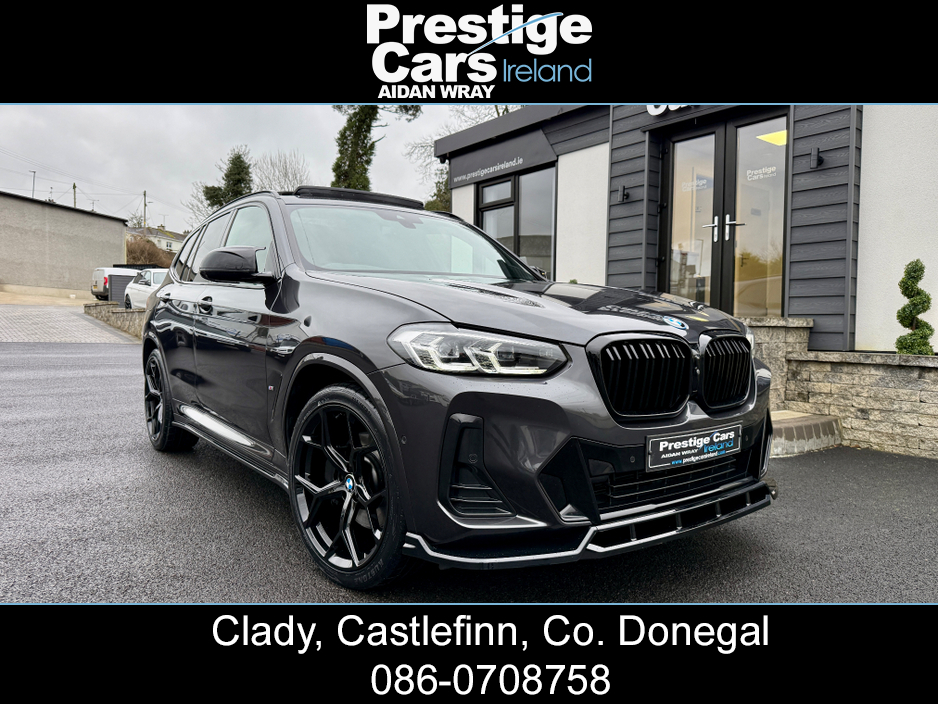 2022 BMW X3 X DRIVE 30E M SPORT AUTO PETROL/PLUG IN HYBRID,LCI NEW MODEL,*PAN ROOF*,SOPHISTO GREY,M PERFORMANCE BODY KIT,COMFORT PLUS PACK,HEATED LEATHER,CAMERAS,AMBIENT LIGHTING,VIRTUAL COCKPIT,XENONS,FBMWSH €46,150