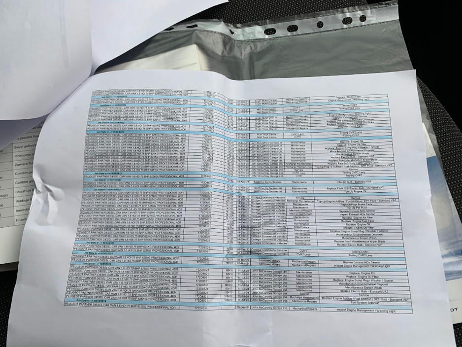 2017 Peugeot Partner 1.6 HDI 75BHP PROFESSIONAL 3 SEATER // PRICE EXCL. VAT // ONE OWNER // EXCELLENT SERVICE HISTORY // €6,463