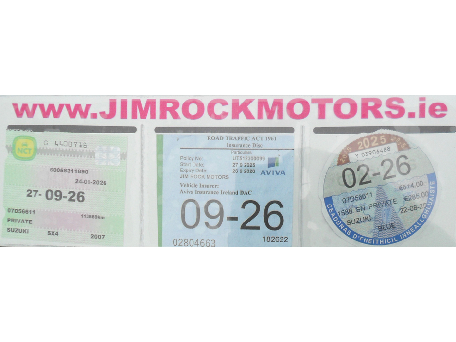 2007 Suzuki SX4 GLX 1.6 4X4 5DR.......NCT 09/26......TAXED 03/26......LOW MILEAGE €2,995