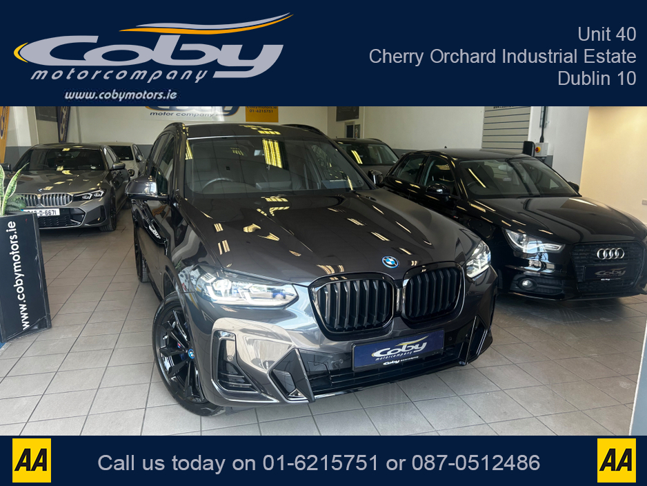 2024 BMW X3 M Sport Pro Pack XDRIVE30E AUTO. Pristine Car with only 9km, 2 Keys. CarPlay, Dual Climate, Cruise, Heated Seats, Sat Nav, Digital Dash, Reverse Camera, MFSW, Electric Boot, Full Electrics and more. €63,950
