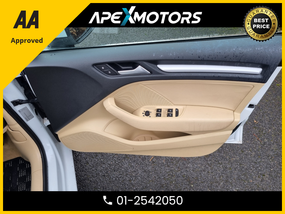 2014 Audi A3 Saloon FINANCE ARRANGED * TOP SPEC * CREAM LEATHER INTERIOR * NEW NCT JAN-27 * IMMACULATE * STAMPED SERVICE HISTORY * AA APPROVED * 101 SAFETY CHECKLIST * AUTOMATIC (DSG) *HEATED SEATS *COLOUR REVERSE CAMERA €13,249