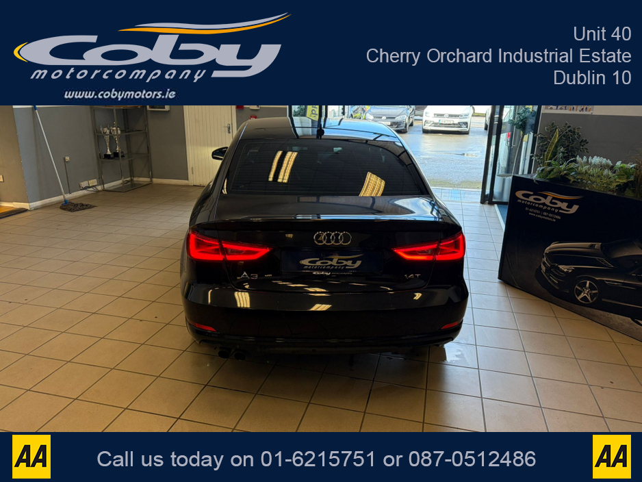 2014 Audi A3 Saloon 1.4 Auto 4dr Saloon. Stunning Car with, 2 Keys, New NCT. Alloy Wheels, Digital Dash, Dual Climate, Cruise, MFSW, Reverse Camera, Sat Nav, Bluetooth, Paddle Shift & more. €12,950