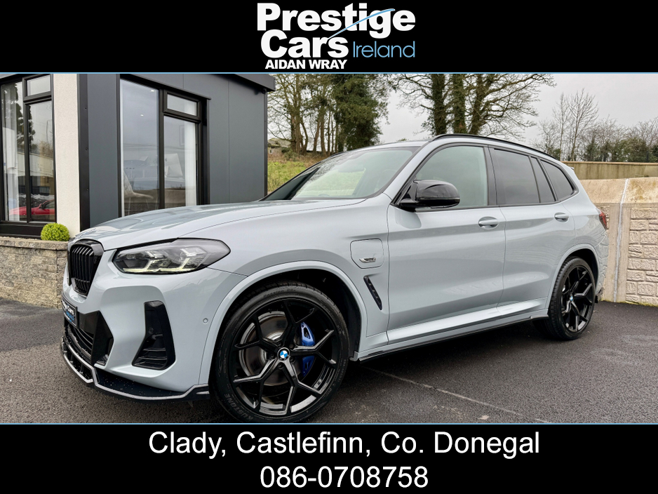 2021 BMW X3 X DRIVE 30E M SPORT AUTO PETROL/PLUG IN HYBRID,LCI NEW MODEL,BROOKLYN GREY,M PERFORMANCE BODY KIT,PLUS/TECH PACK,HEATED LEATHER,CAMERAS,AMBIENT LIGHTING,VIRTUAL COCKPIT,XENON LIGHTS,FBMWSH,HIGH SPEC €40,000