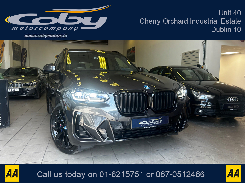 2024 BMW X3 M Sport Pro Pack XDRIVE30E AUTO. Pristine Car with only 9km, 2 Keys. CarPlay, Dual Climate, Cruise, Heated Seats, Sat Nav, Digital Dash, Reverse Camera, MFSW, Electric Boot, Full Electrics and more. €63,950