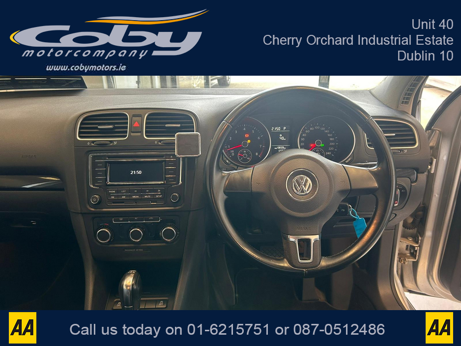 2012 Volkswagen Golf 1.2 5DR Auto. New NCT, 2Keys, Alloy Wheels, Handsfree, Auto Lights/ Wipers, Air Conditioning, USB/AUX, Folding Rear Seats, Electric Windows/Mirrors, Bluetooth and more. €8,450