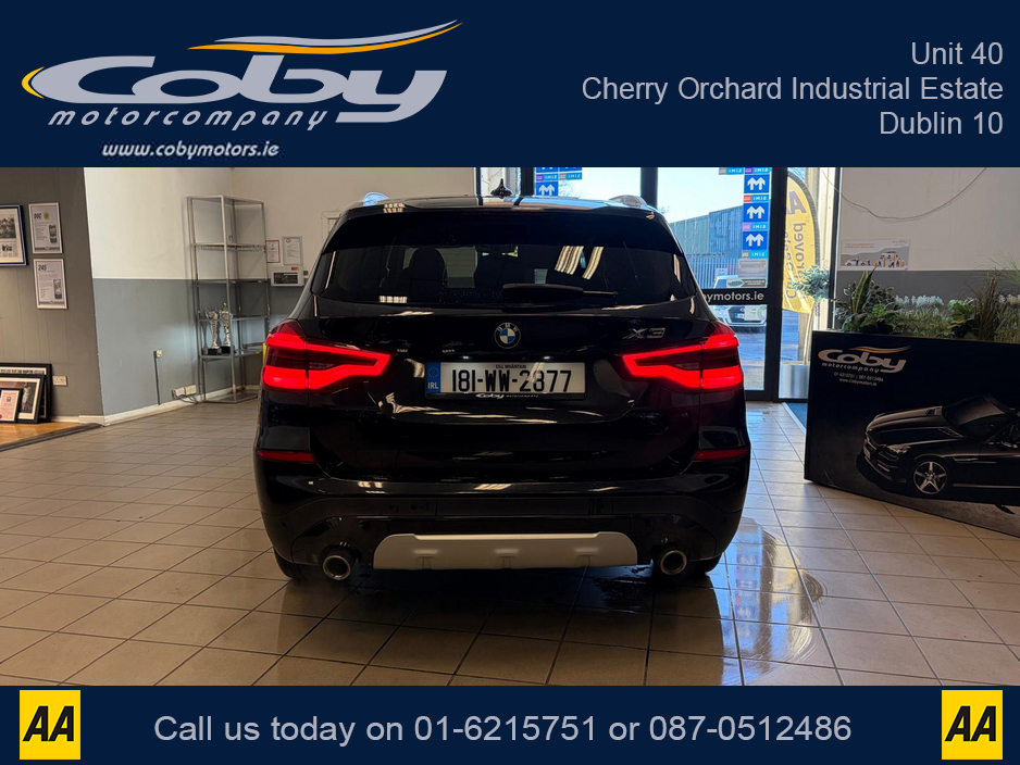 2018 BMW X3 2.0 XLINE 5DR AUTO, NCT 2028 Full Leather, Reverse Cam, Sat Nav, Heated Seats, Parking Sensors, Cruise Control, MFSW, Dual Climate Control, Bluetooth, Alloy Wheels, Full Electrics, and more. €30,950