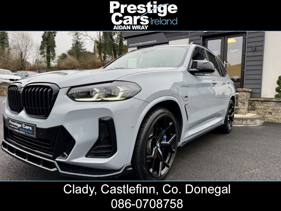 2021 BMW X3 X DRIVE 30E M SPORT AUTO PETROL/PLUG IN HYBRID,LCI NEW MODEL,BROOKLYN GREY,M PERFORMANCE BODY KIT,PLUS/TECH PACK,HEATED LEATHER,CAMERAS,AMBIENT LIGHTING,VIRTUAL COCKPIT,XENON LIGHTS,FBMWSH,HIGH SPEC €40,000