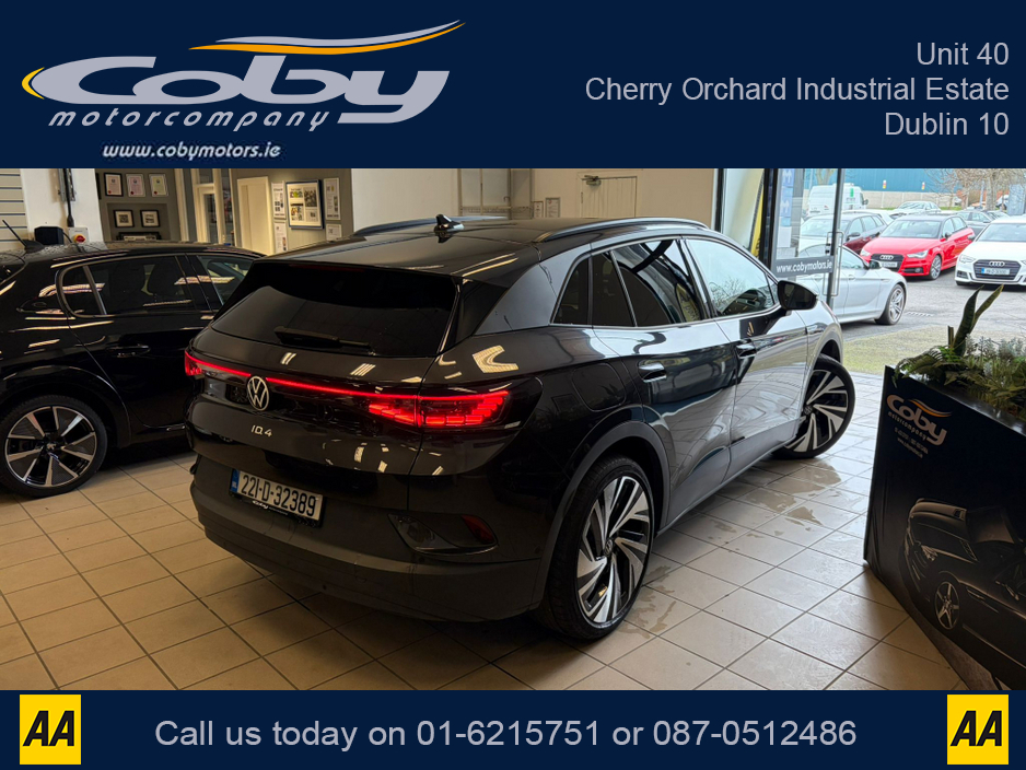 2022 Volkswagen ID.4 PRO 150 KW FAMILY 77KWH 204BHP PR PROPERF AUTO. 2Keys, 1/2 Leather, Full Electrics, Sat Nav, Dual Climate Control, Heated Seats, Cruise Control, Revers Cam, Parking Sensors, Handsfree, & more. €27,950