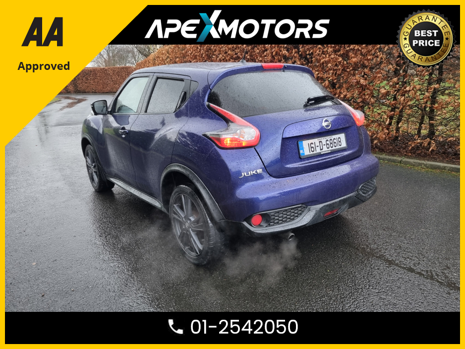 2016 Nissan Juke FINANCE ARRANGED * 1.2 DIG-T TEKNA 117BHP 5DR * TOP-SPEC 5DR SUV * LEATHER INTERIOR * AA APPROVED * 101 SAFETY CHECKLIST * IMMACULATE * HEATED SEATS * COLOUR REVERSE CAMERA * LOW LOW MILES *01-2542050 €9,949