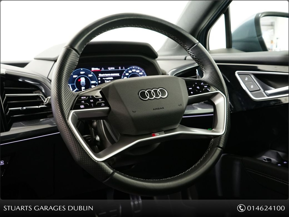 2025 Audi Q4 e-tron S/LINE SPORTBACK 45 – BIGGER BATTERY* Q4 E-TRON SLINE SUV: TYPHOON GREY METALLIC WITH FULL BLACK LEATHER, 20” ALLOYS, HEATED SEATS, REVERSING CAMERA €49,945