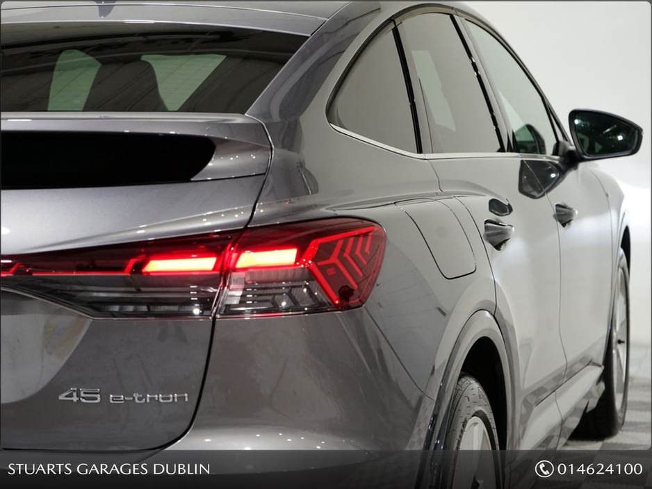 2025 Audi Q4 e-tron S/LINE SPORTBACK 45 – BIGGER BATTERY* Q4 E-TRON SLINE SUV: TYPHOON GREY METALLIC WITH FULL BLACK LEATHER, 20” ALLOYS, HEATED SEATS, REVERSING CAMERA €49,945