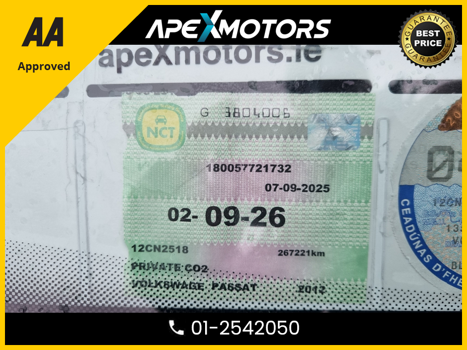 2012 Volkswagen Passat 2.0 TDI S BLUEMOTION 140PS 5DR AUTO * NCT SEP-26 * LOW TAX APR-26 * IMMACULATE * STAMPED SERVICE HISTORY * AA APPROVED * 101 SAFETY CHECKLIST * AUTOMATIC (DSG) * TOP-SPEC 5DR ESTATE * CRUISE CONTROL €7,949