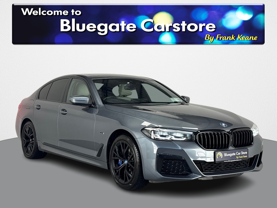 2022 BMW 5 Series 530E HYBRID M SPORT NEW NCT**19"MATTE BLACK ALLOYS**PANORAMIC SUNROOF**FRONT HEATED ELECTRIC SEATS**AMBIENT LIGHTING**APPLE CARPLAY**REVERSE CAMERA**PARKING SENSORS**DRIVE MODES**FINANCE AVAILABLE** €37,995