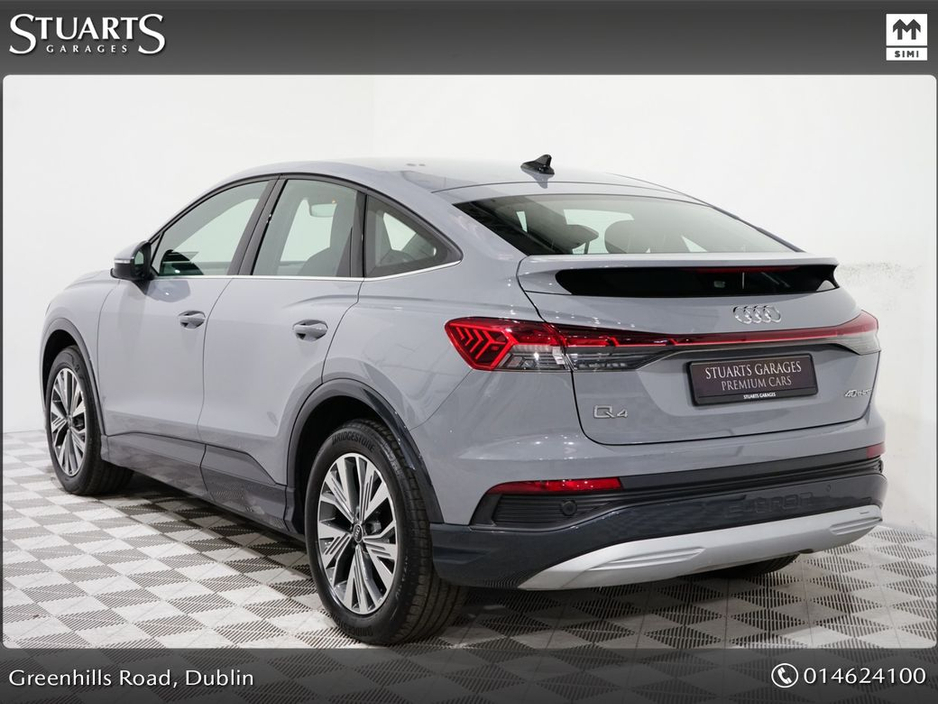 2023 Audi Q4 e-tron “40 – BIGGER BATTERY* Q4 E-TRON SPORT SPORTBACK COUPE: PEBBLE GREY, HEADS-UP DISPLAY, 19” DIAMOND CUT ALLOYS, ANDROID AUTO, HEATED SEATS €33,945