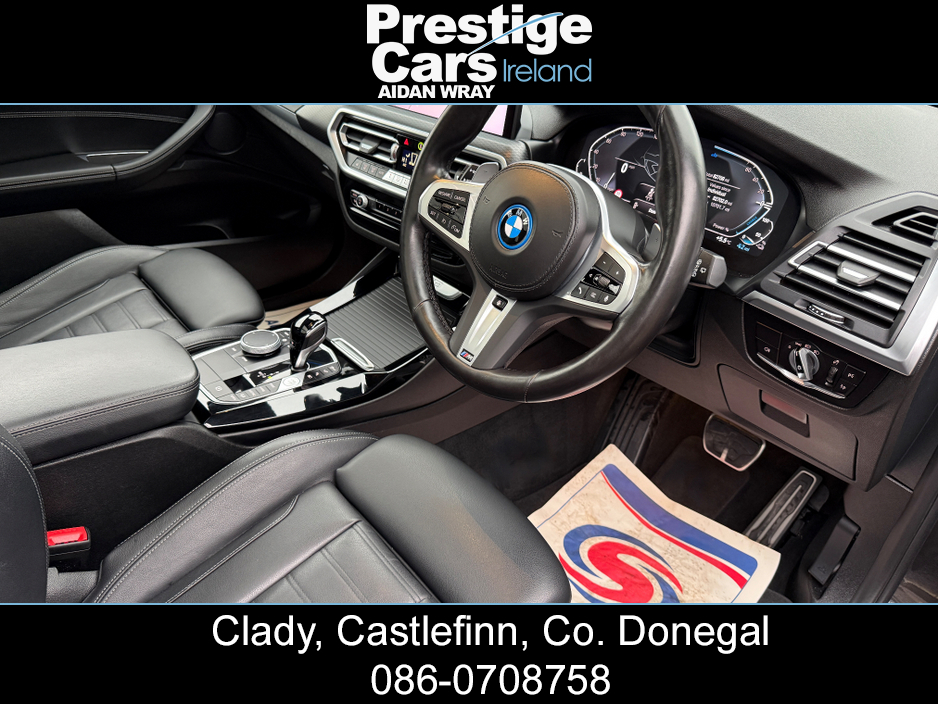 2022 BMW X3 X DRIVE 30E M SPORT AUTO PETROL/PLUG IN HYBRID,LCI NEW MODEL,*PAN ROOF*,SOPHISTO GREY,M PERFORMANCE BODY KIT,COMFORT PLUS PACK,HEATED LEATHER,CAMERAS,AMBIENT LIGHTING,VIRTUAL COCKPIT,XENONS,FBMWSH €46,150