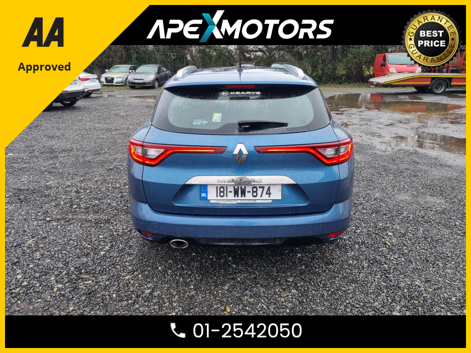 2018 Renault Megane FINANCE ARRANGED * SPORT TOURER DYNAMIQUE 5DR * NEW NCT JAN-28 * LOW TAX FEB-26 * IMMACULATE * STAMPED SERVICE HISTORY * AA APPROVED * 101 SAFETY CHECKLIST * HEATED SEATS * COLOUR REVERSE CAMERA * TOP €13,949