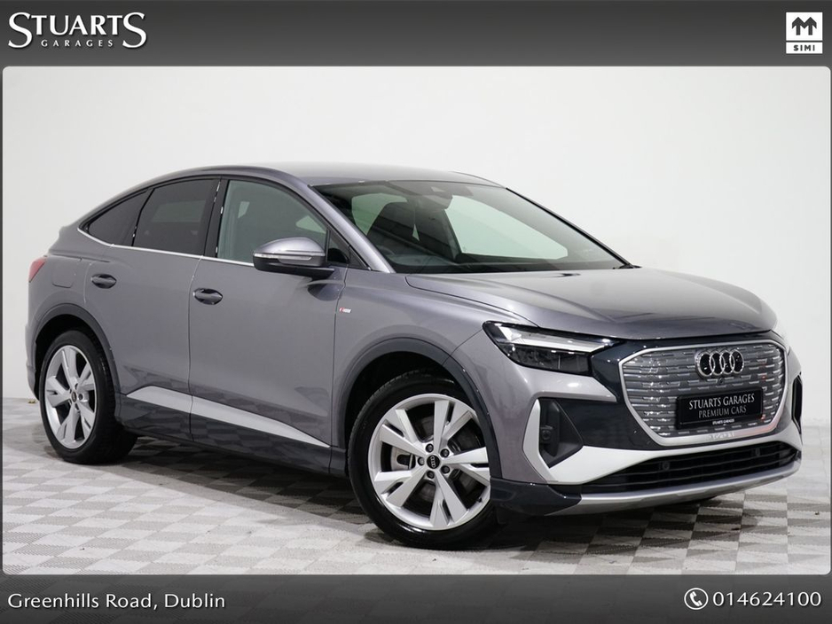 2025 Audi Q4 e-tron S/LINE SPORTBACK 45 – BIGGER BATTERY* Q4 E-TRON SLINE SUV: TYPHOON GREY METALLIC WITH FULL BLACK LEATHER, 20” ALLOYS, HEATED SEATS, REVERSING CAMERA €49,945