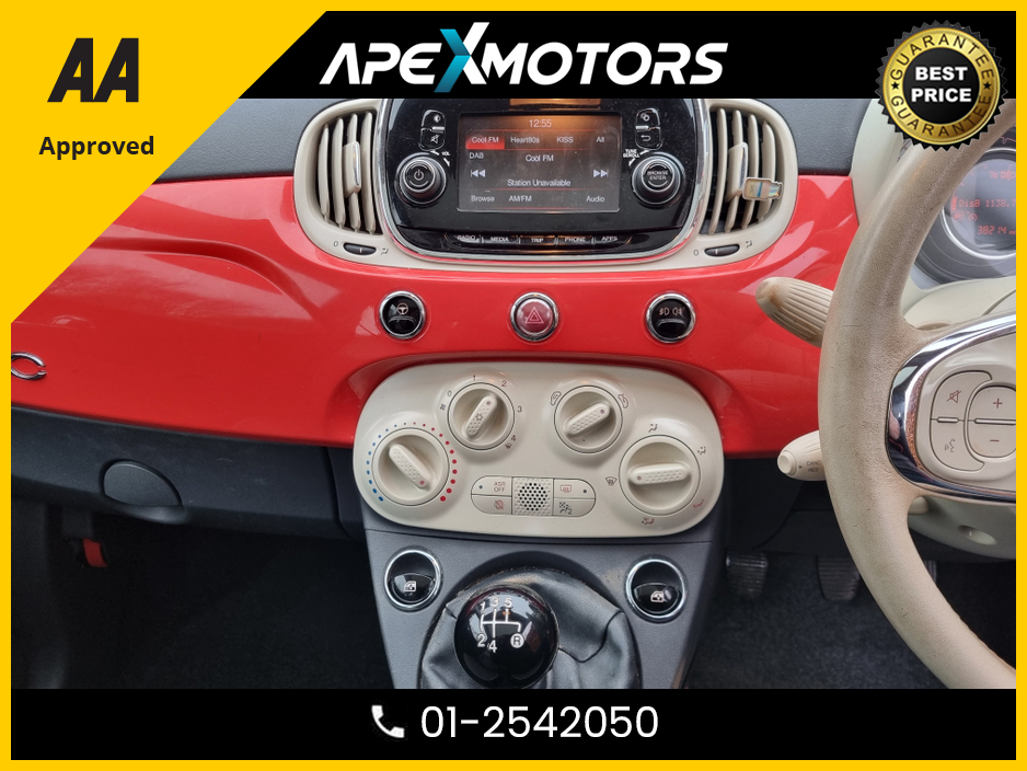 2017 Fiat 500 FINANCE ARRANGED * TOP-SPEC LOUNGE MODEL * PAN SUNROOF * NEW NCT FEB-28 * IMMACULATE * STAMPED SERVICE HISTORY * AA APPROVED * 101 SAFETY CHECKLIST * LOW LOW MILES * 2-KEYS * LOW TAX * 12-MONTH ROADSI €11,949