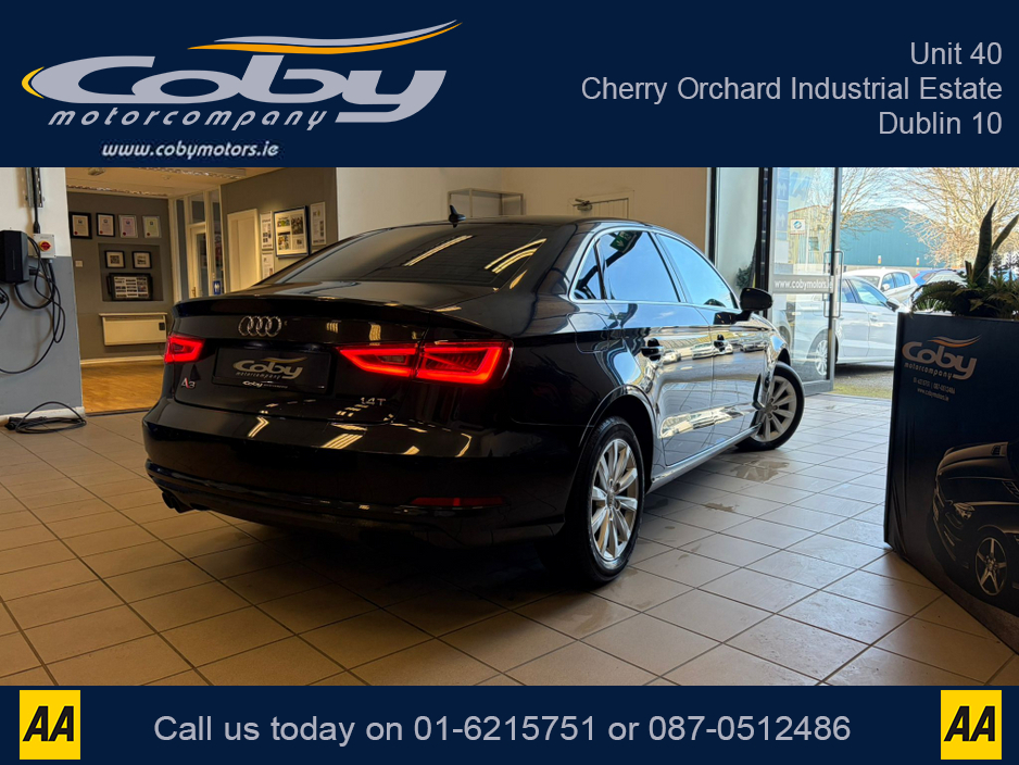 2014 Audi A3 Saloon 1.4 Auto 4dr Saloon. Stunning Car with, 2 Keys, New NCT. Alloy Wheels, Digital Dash, Dual Climate, Cruise, MFSW, Reverse Camera, Sat Nav, Bluetooth, Paddle Shift & more. €12,950