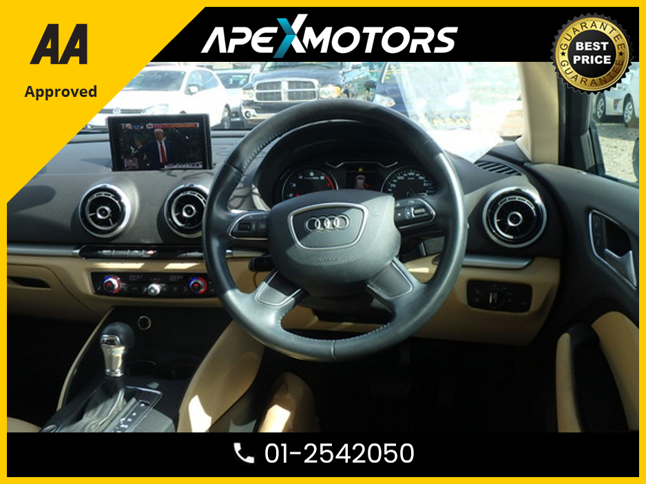 2016 Audi A3 FINANCE ARRANGED * 1.4 PETROL AUTO * NEW NCT DEC-27 * IMMACULATE * CREAM LEATHER INTERIOR * HEATER SEATS  * ELECTRIC SEATS * STAMPED SERVICE HISTORY * AA APPROVED * 101 SAFETY CHECKLIST * AUTOMATIC €14,949