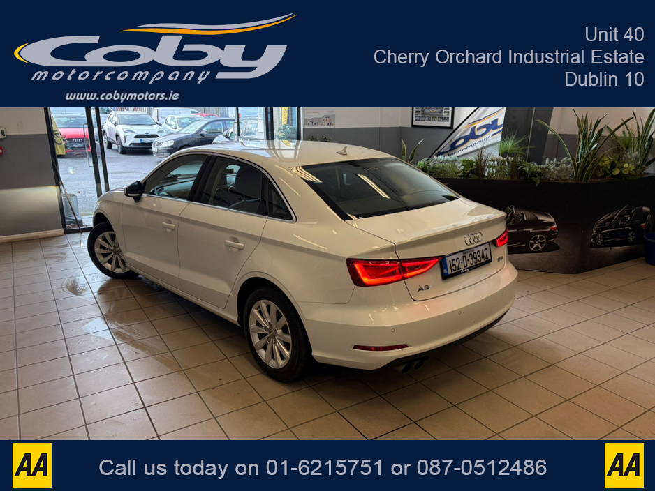 2015 Audi A3 1.4 Petrol Auto Saloon 4DR. New NCT done before collection, Reverse Camera, Dual Climate Control, MFSW, Cruise Control, Sat Nav, Handsfree, Parking Sensors, Paddle Shift and more. €13,750