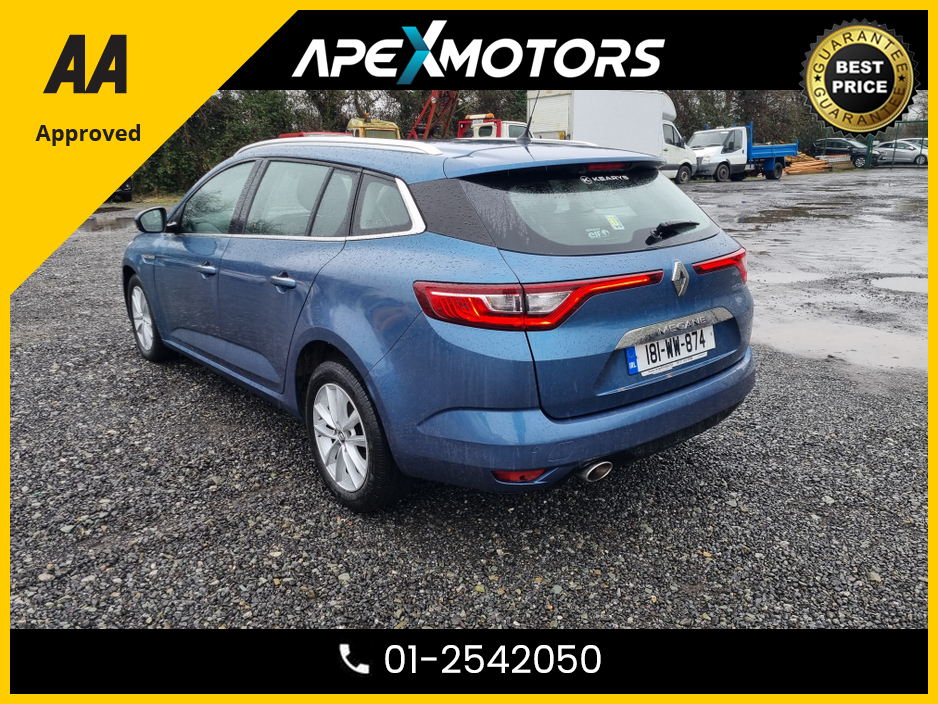 2018 Renault Megane FINANCE ARRANGED * SPORT TOURER DYNAMIQUE 5DR * NEW NCT JAN-28 * LOW TAX FEB-26 * IMMACULATE * STAMPED SERVICE HISTORY * AA APPROVED * 101 SAFETY CHECKLIST * HEATED SEATS * COLOUR REVERSE CAMERA * TOP €13,949