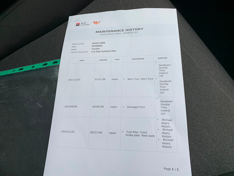 2020 Hyundai Tucson 1.6 CRDI COMFORT PLUS COMMERCIAL // PRICE EXLC. VAT // ONE OWNER // 11/26 CVRT // DOCUMENTED SERVICE HISTORY // €12,967