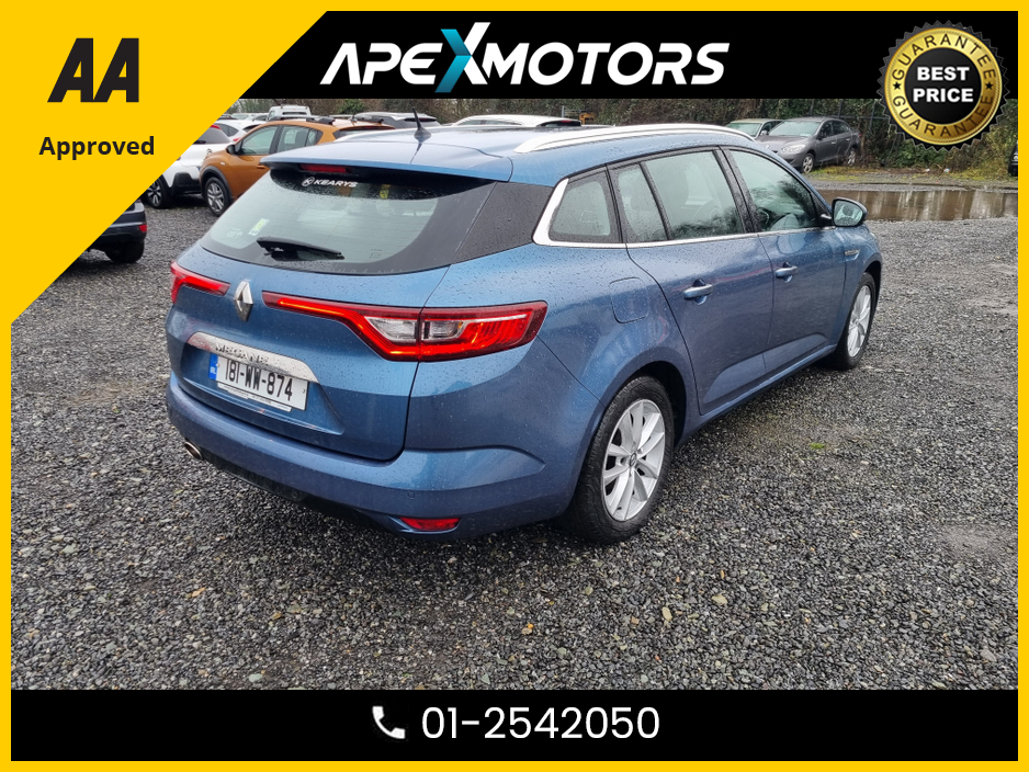 2018 Renault Megane FINANCE ARRANGED * SPORT TOURER DYNAMIQUE 5DR * NEW NCT JAN-28 * LOW TAX FEB-26 * IMMACULATE * STAMPED SERVICE HISTORY * AA APPROVED * 101 SAFETY CHECKLIST * HEATED SEATS * COLOUR REVERSE CAMERA * TOP €13,949