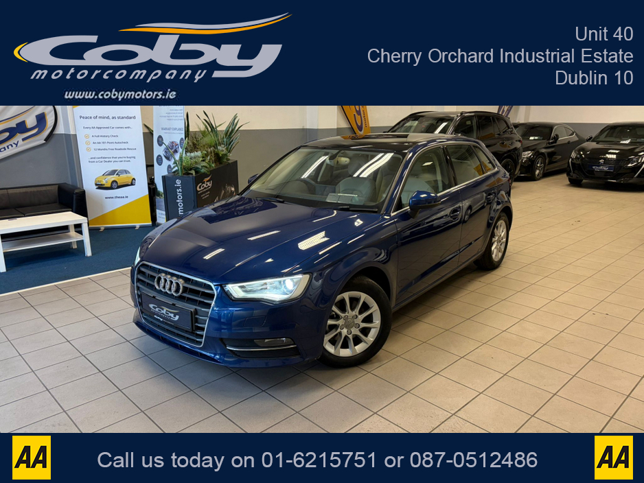 2014 Audi A3 1.4 Auto TFSI Hatchback. New NCT done before collection, Full Leather, Heated Seats, Panoramic Roof, Dual Climate Control, Reverse Camera, Parking Sensors, Full Electrics, Handsfree, and more. €12,950